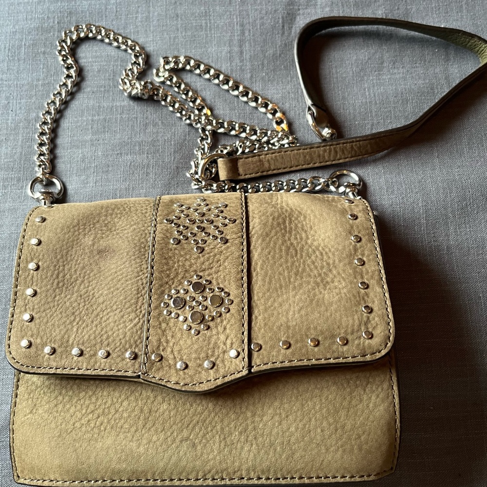 Rebecca Minkoff mini green studded crossbody bag